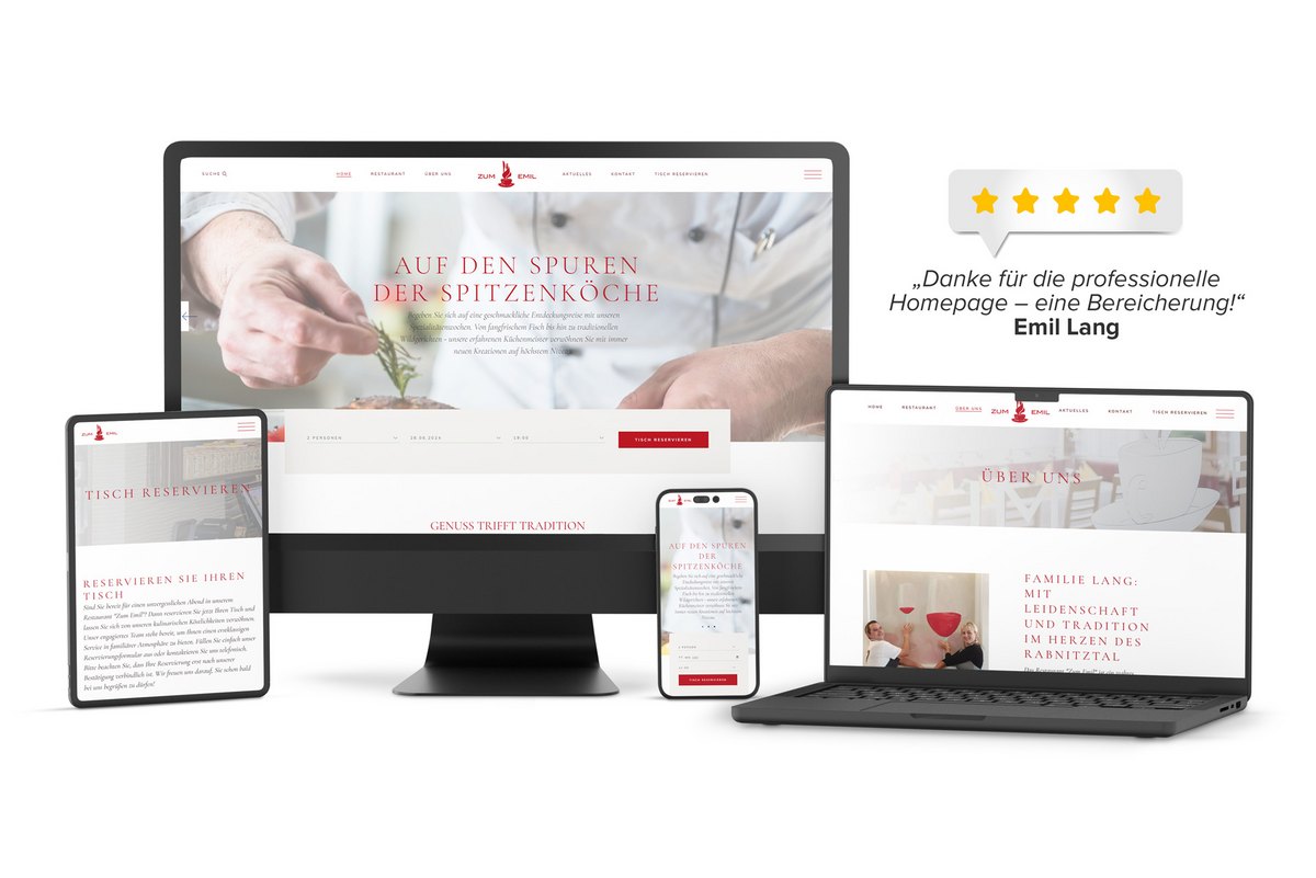Moderne Website für Zum Emil – Tradition und Genuss online erleben