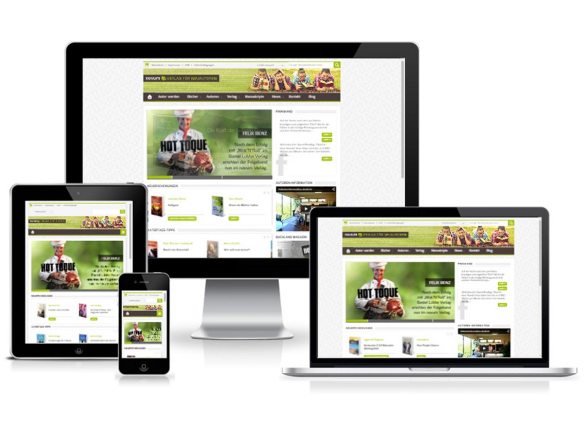Responsive Webdesign, Webshop und TYPO3 CMS für den novum Verlag Responsive Webdesign, Webshop und TYPO3 CMS für den novum Verlag