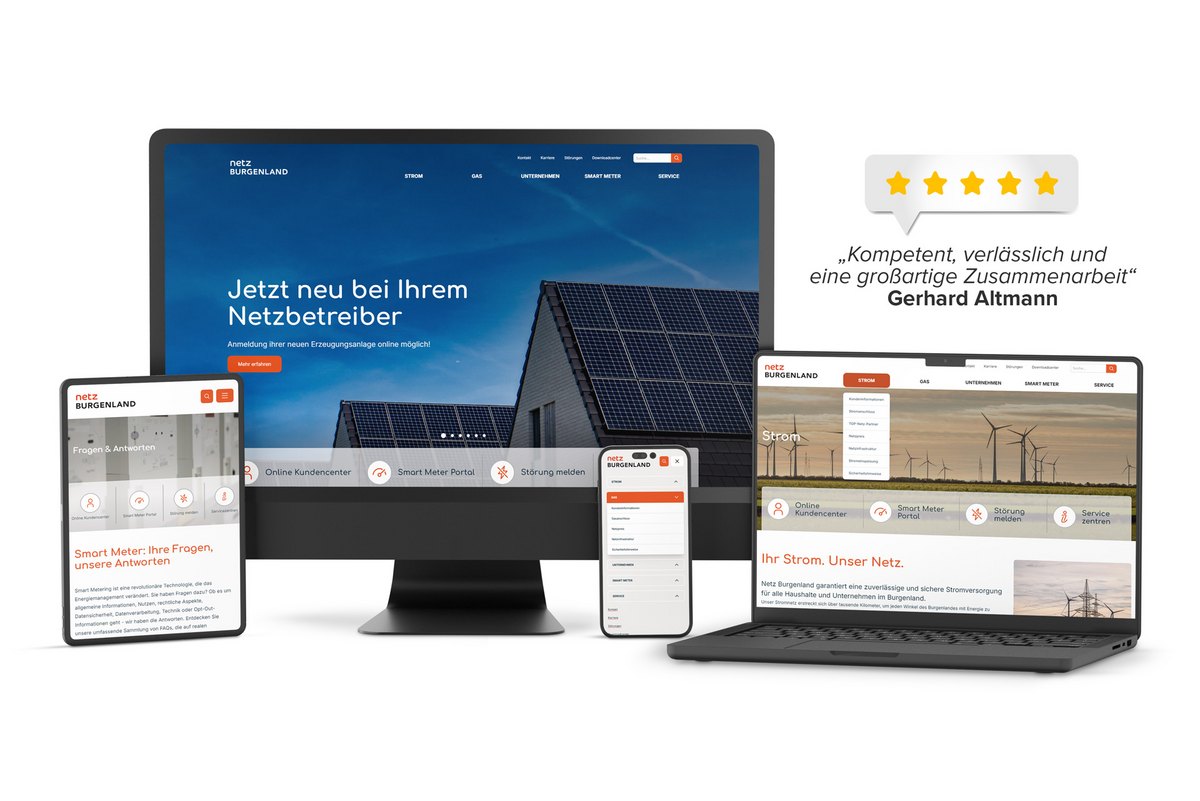 Barrierefreier Relaunch der Netz Burgenland-Website mit Fokus auf Benutzerfreundlichkeit.