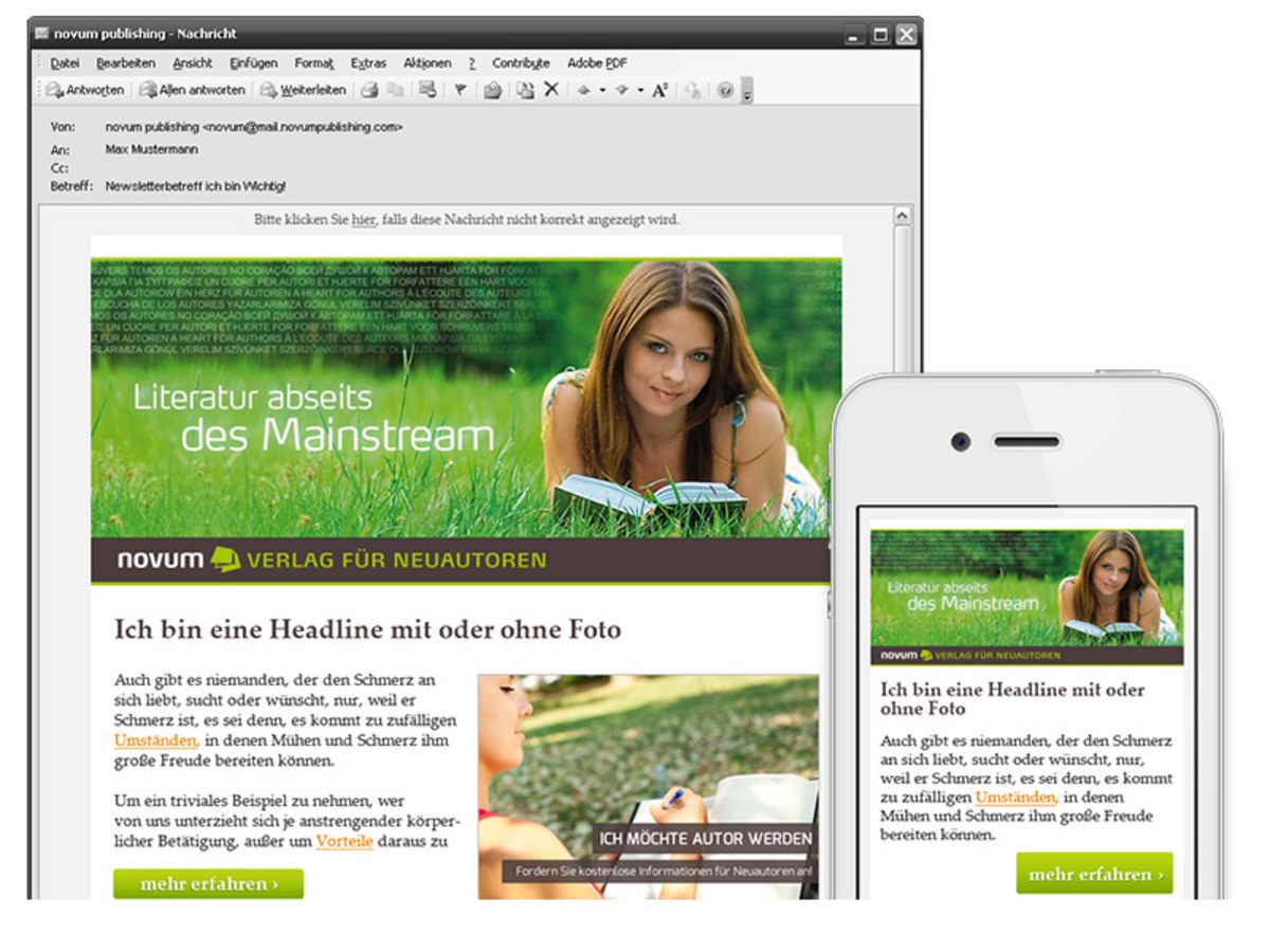 Responsive Newsletter für den novum Verlag