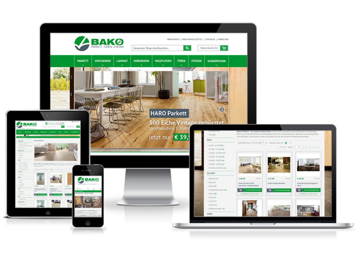 Responsive Magento E-Commerce Webshop für BAKO Parkett Wien