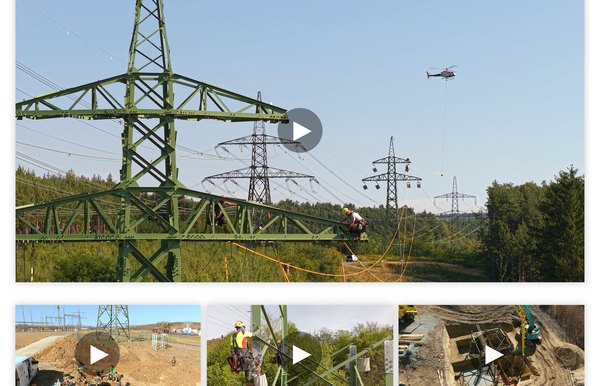 Drohnenaufnahme der 110-kV-Leitung von Netz Burgenland – umgesetzt durch master design zur strukturierten Videodokumentation des Bauprozesses