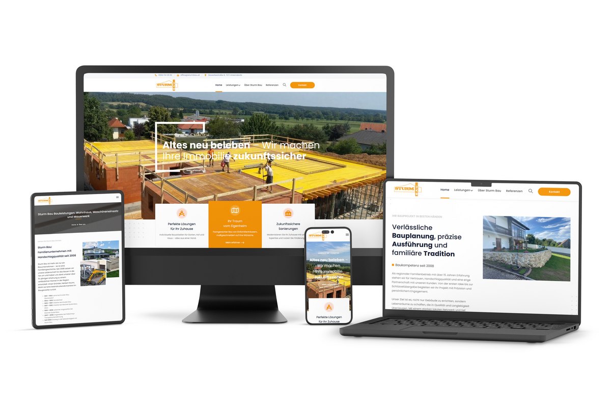 Neue WordPress-Website für Sturm Bau – modern, benutzerfreundlich und responsiv