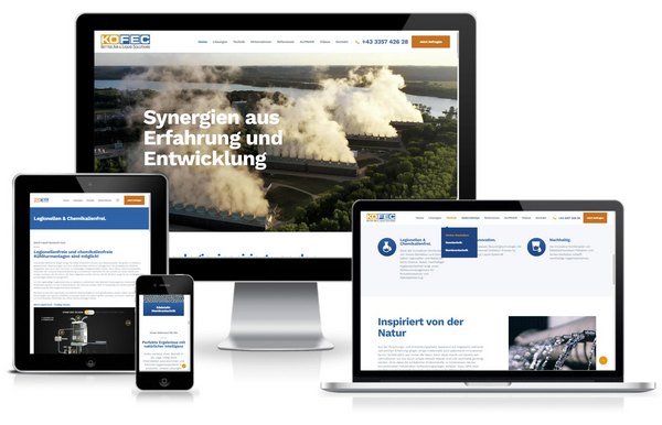 Webdesign für KO-FEC: Innovatives Design für industrielle Technologien