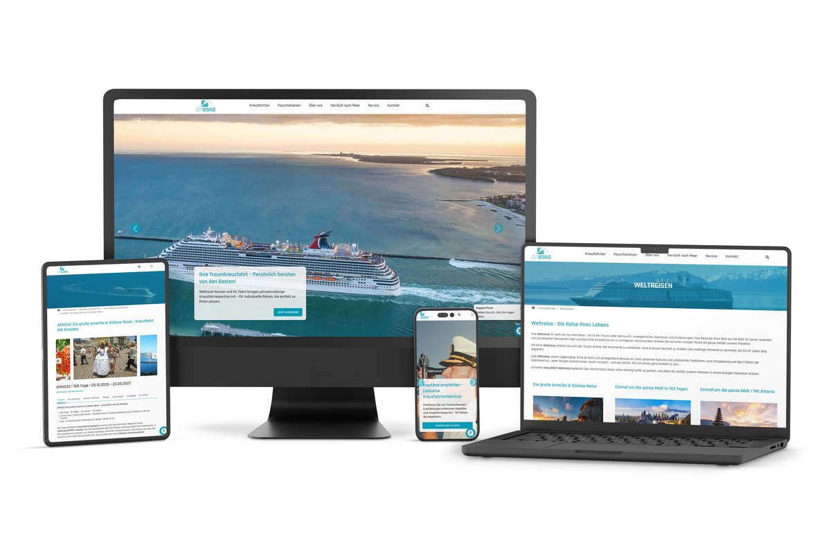 TYPO3-Relaunch der Plattform anbord.at – modernes Webdesign für Kreuzfahrtangebote mit optimierter Suche und Newsletter-System