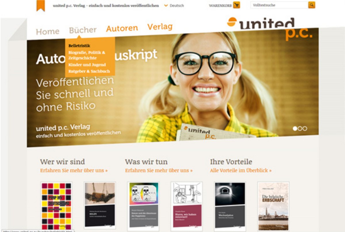 Webdesign für den united p.c. Verlag