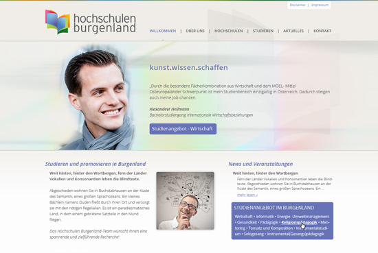 Neues Webdesign für die Hochschulen Burgenland Neues Webdesign für die Hochschulen Burgenland